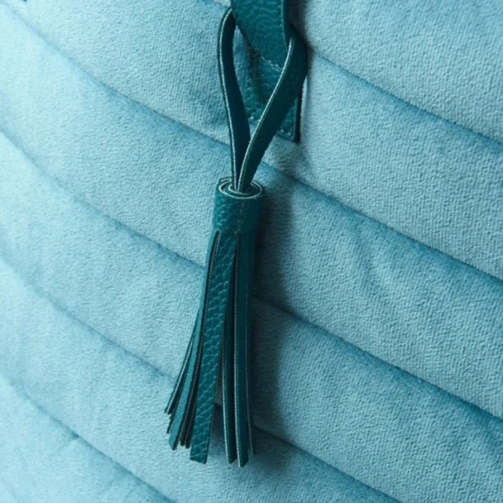 Silver Blue Quilted Velvet Tote - Picture 2 of 8